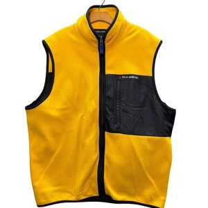 RL Polo Jeans Co Mens Yellow Fleece Vest Black Trim Full Zip XL RN67437